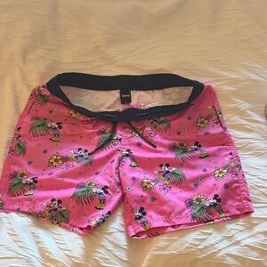 Disney Pink Mickey Mouse Tropical Swim Shorts with Black Waistband